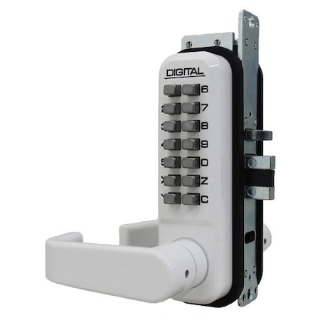 Lockey Mechanical Keyless Narrow Stile Lever Lock Double Combination White 2985DC-WH